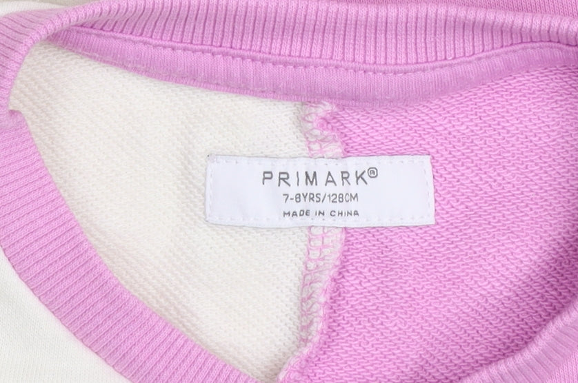Primark Girls Multicoloured 7-8 Years Colourblock Pullover Sweatshirt