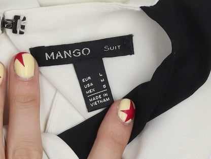 Mango Women Ivory Sleeveless High Neck Chiffon Blouse Size 14