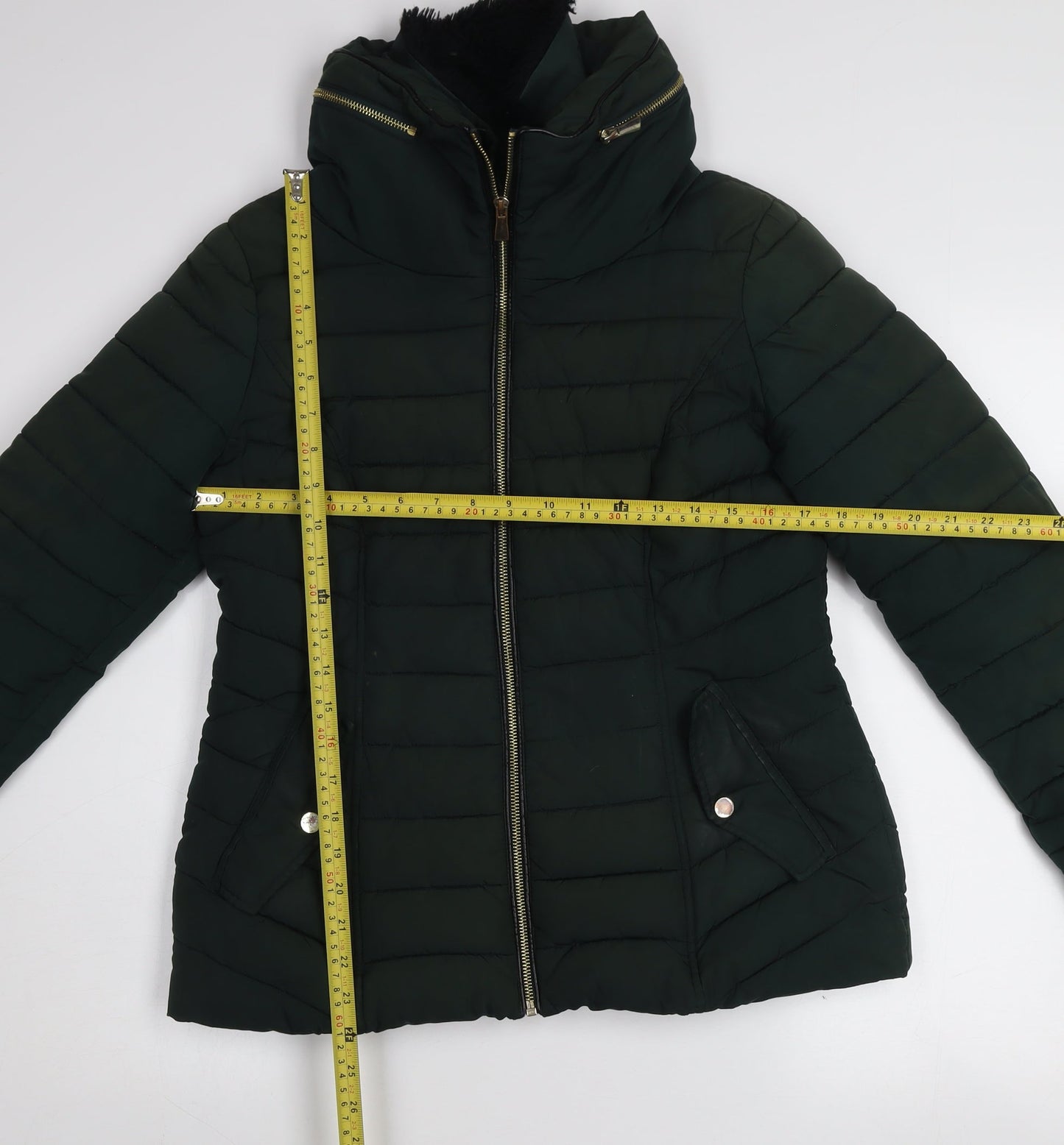 Oasis Women’s Green Puffer Jacket S Polyester Winter Coat