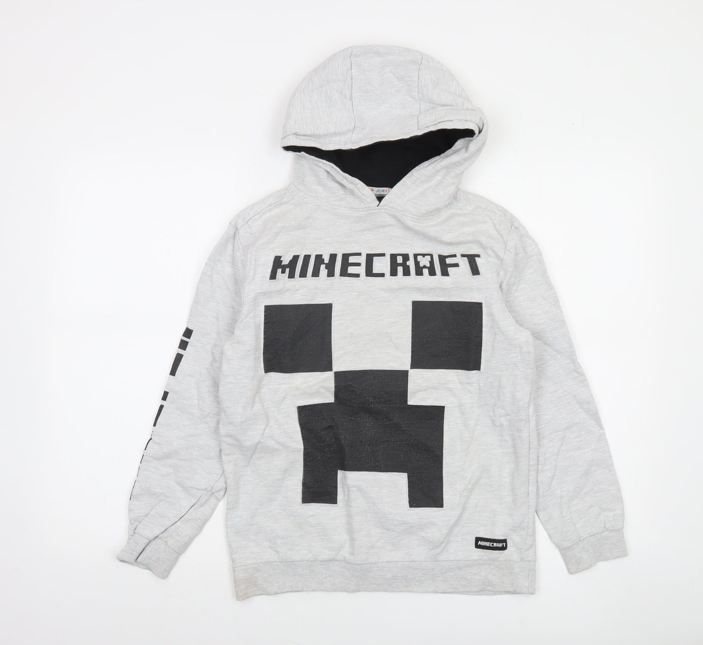 JINX Minecraft Boys Grey Pullover Hoodie 12-13 Years Creeper Design