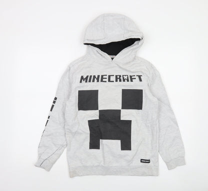 JINX Minecraft Boys Grey Pullover Hoodie 12-13 Years Creeper Design
