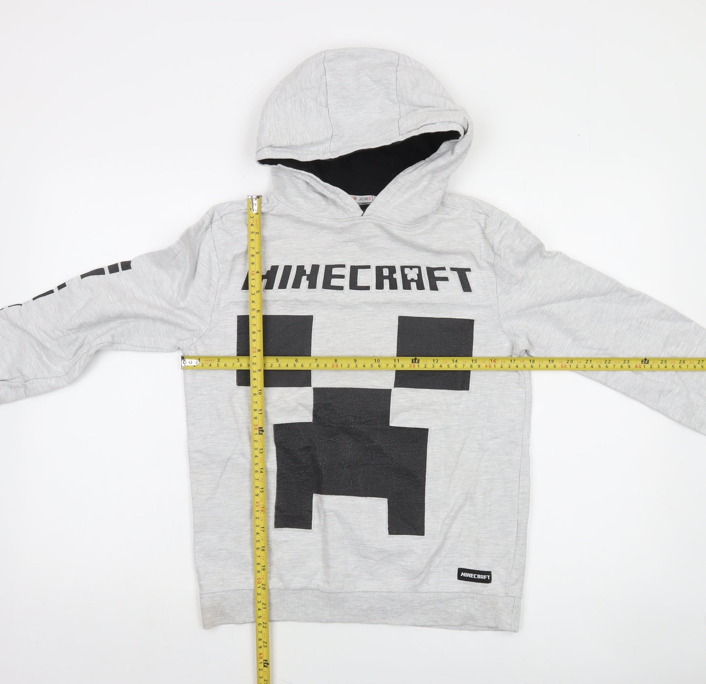 JINX Minecraft Boys Grey Pullover Hoodie 12-13 Years Creeper Design