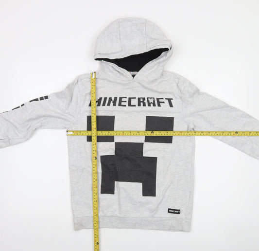 JINX Minecraft Boys Grey Pullover Hoodie 12-13 Years Creeper Design