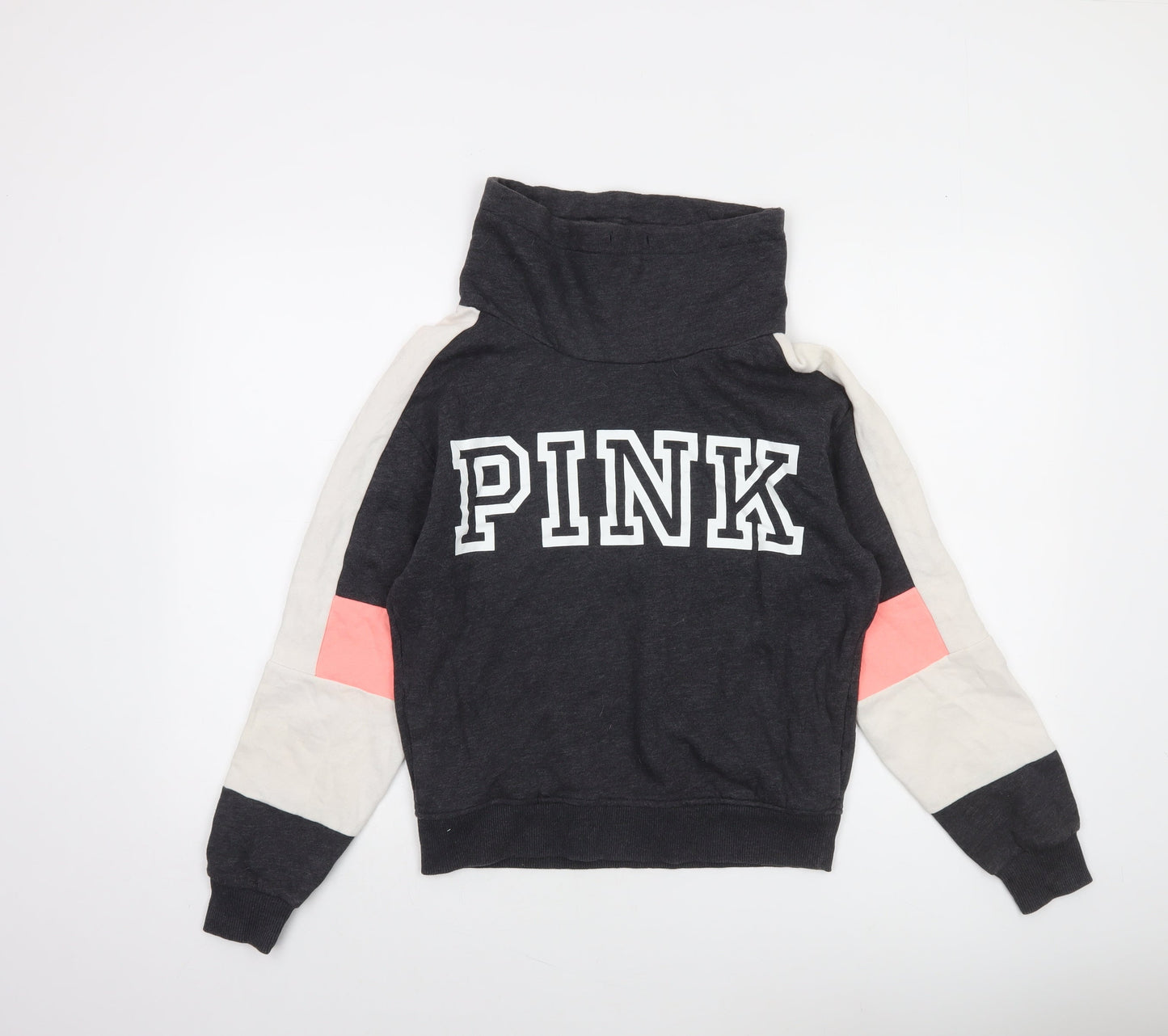 Victoria's Secret PINK Women's Grey Colourblock Pullover Sweatshirt XS