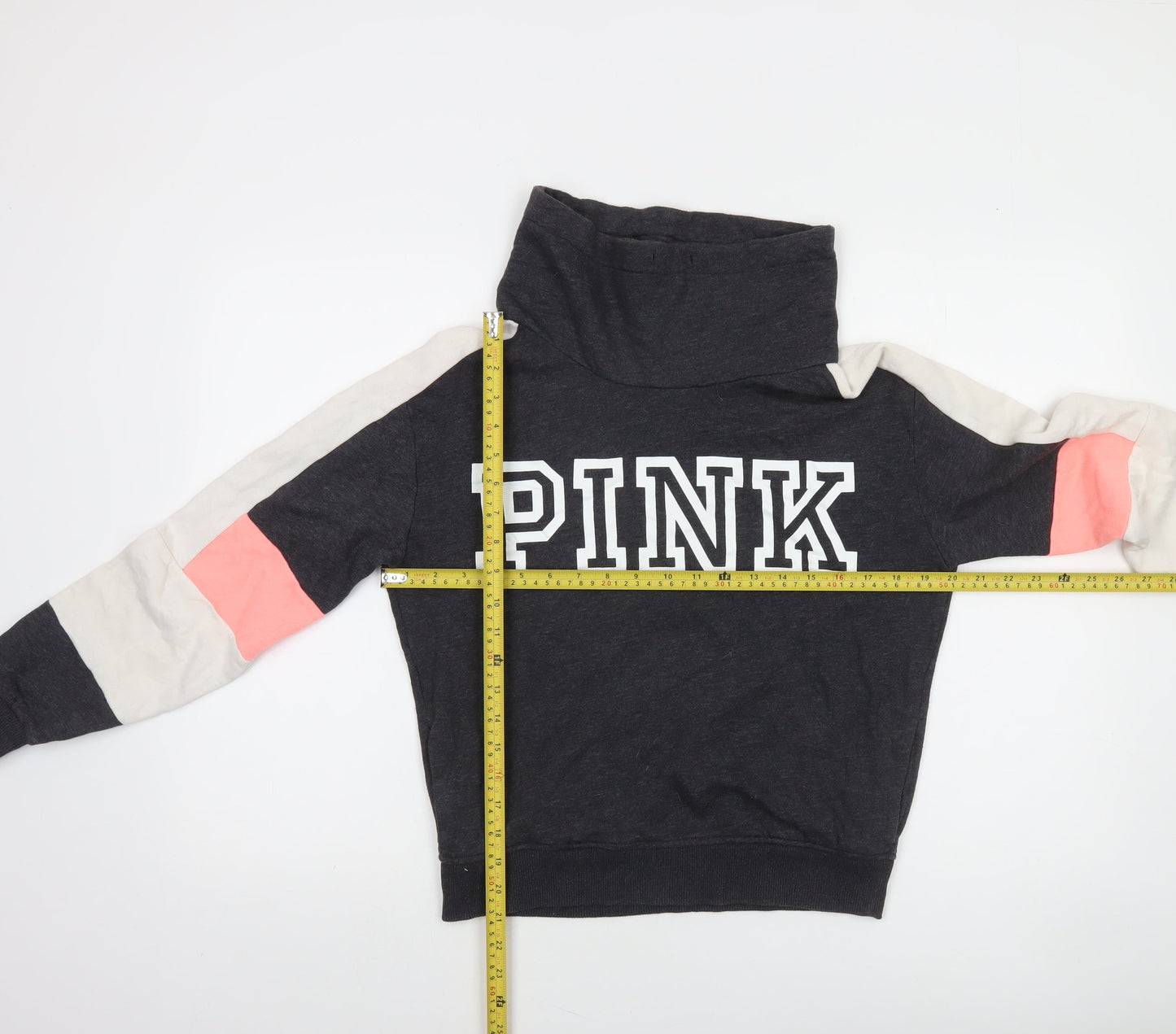 Victoria's Secret PINK Women's Grey Colourblock Pullover Sweatshirt XS