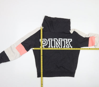 Victoria's Secret PINK Women's Grey Colourblock Pullover Sweatshirt XS