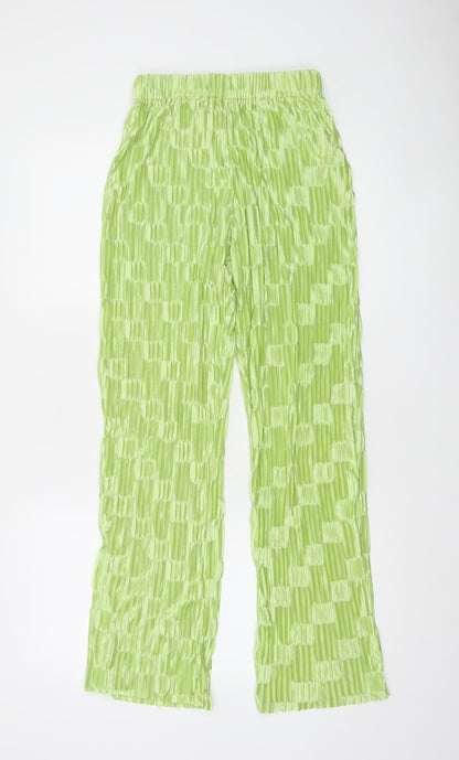 SHEIN Womens Green XS Pleated Satin Trousers Lightweight Casual