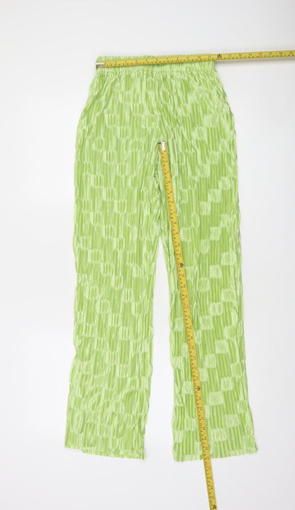SHEIN Womens Green XS Pleated Satin Trousers Lightweight Casual