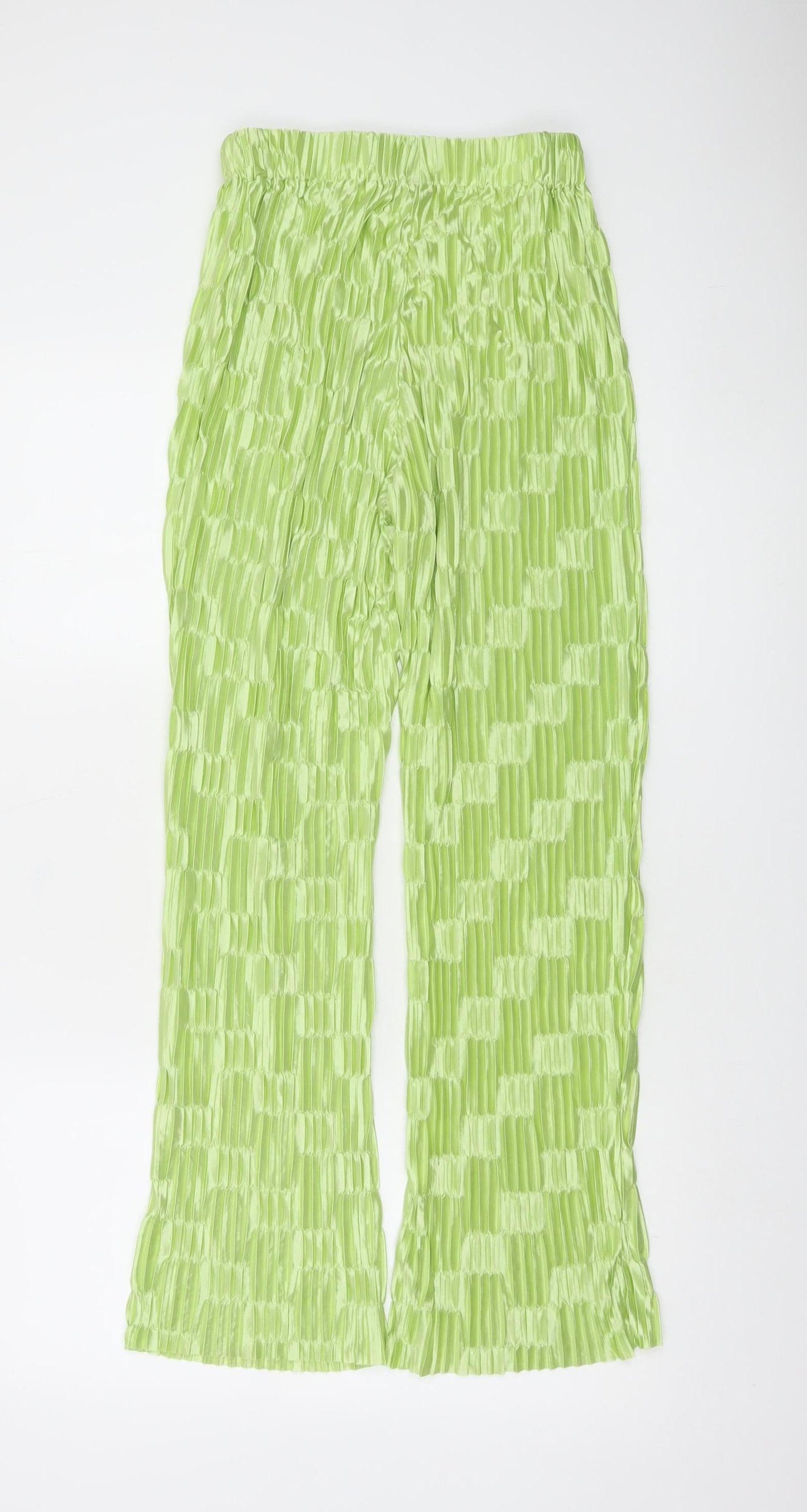 SHEIN Womens Green XS Pleated Satin Trousers Lightweight Casual