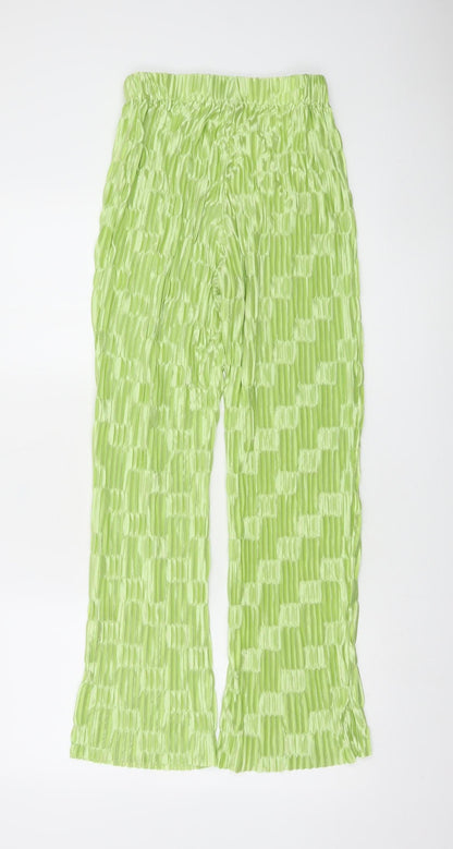 SHEIN Womens Green XS Pleated Satin Trousers Lightweight Casual
