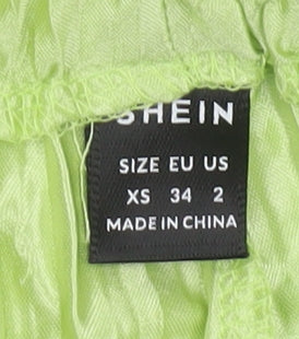 SHEIN Womens Green XS Pleated Satin Trousers Lightweight Casual