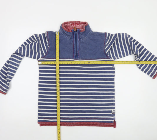FatFace Boys Blue Striped 1/4 Zip Sweatshirt 12-13 Years Cotton