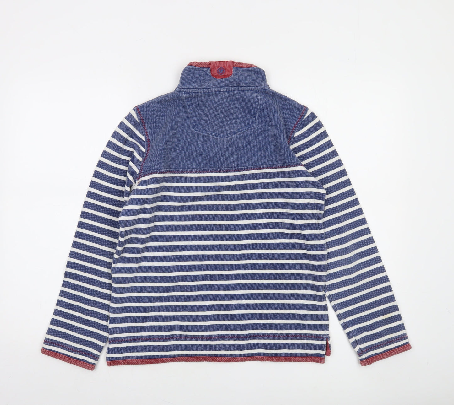 FatFace Boys Blue Striped 1/4 Zip Sweatshirt 12-13 Years Cotton