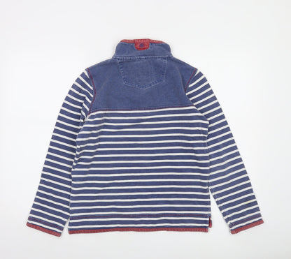 FatFace Boys Blue Striped 1/4 Zip Sweatshirt 12-13 Years Cotton