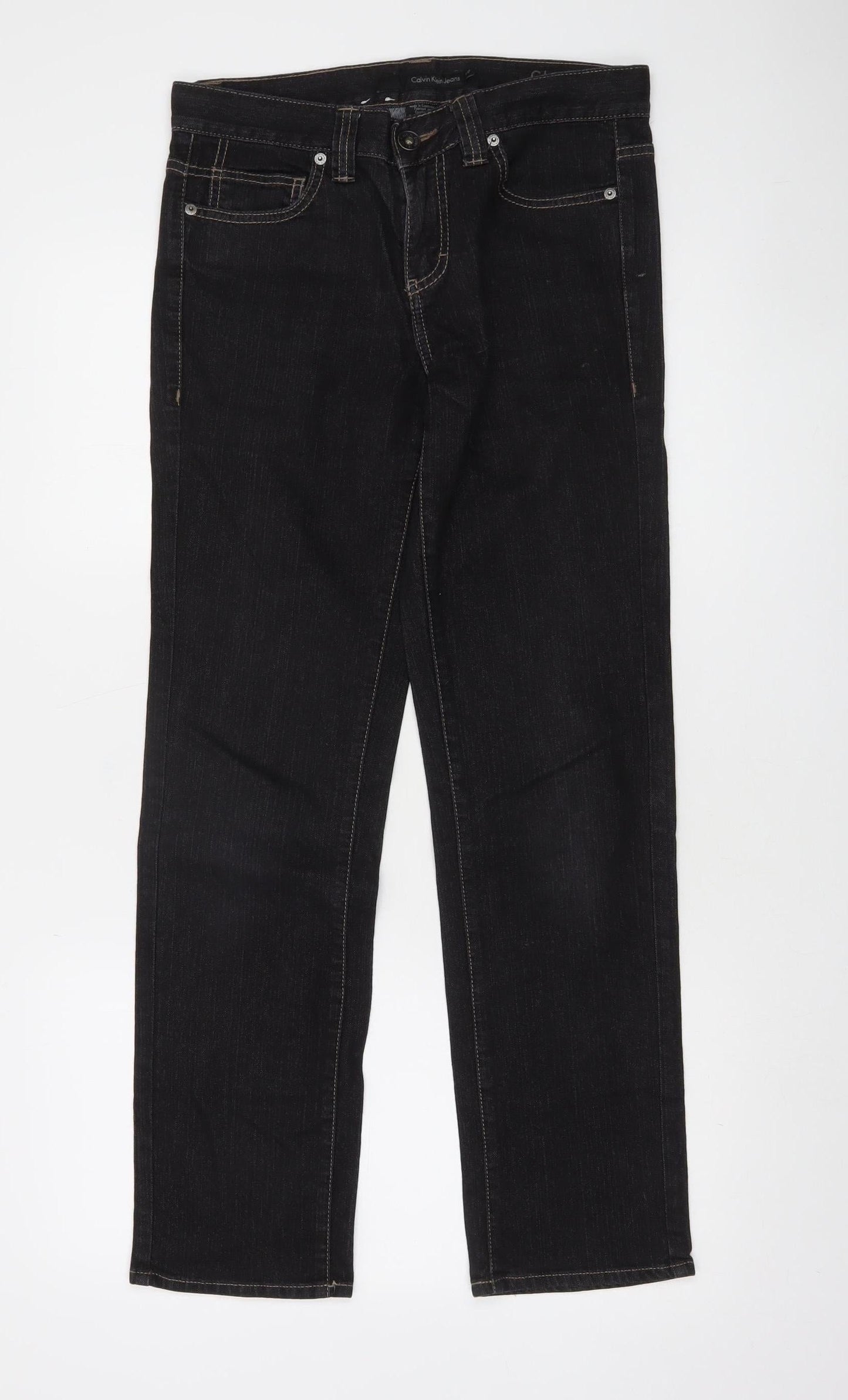 Calvin Klein Womens Black Straight Leg Jeans Size 6 Slim Fit Denim