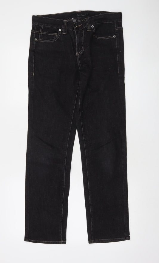 Calvin Klein Womens Black Straight Leg Jeans Size 6 Slim Fit Denim