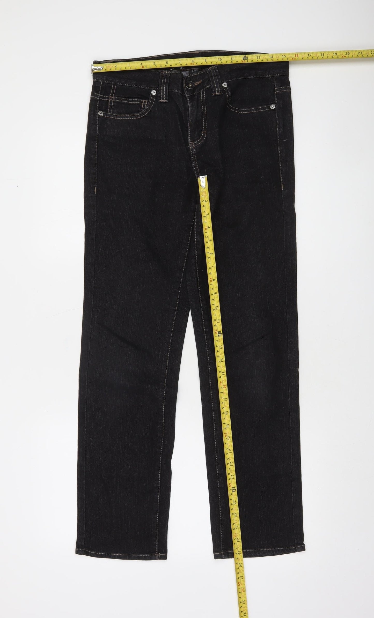 Calvin Klein Womens Black Straight Leg Jeans Size 6 Slim Fit Denim