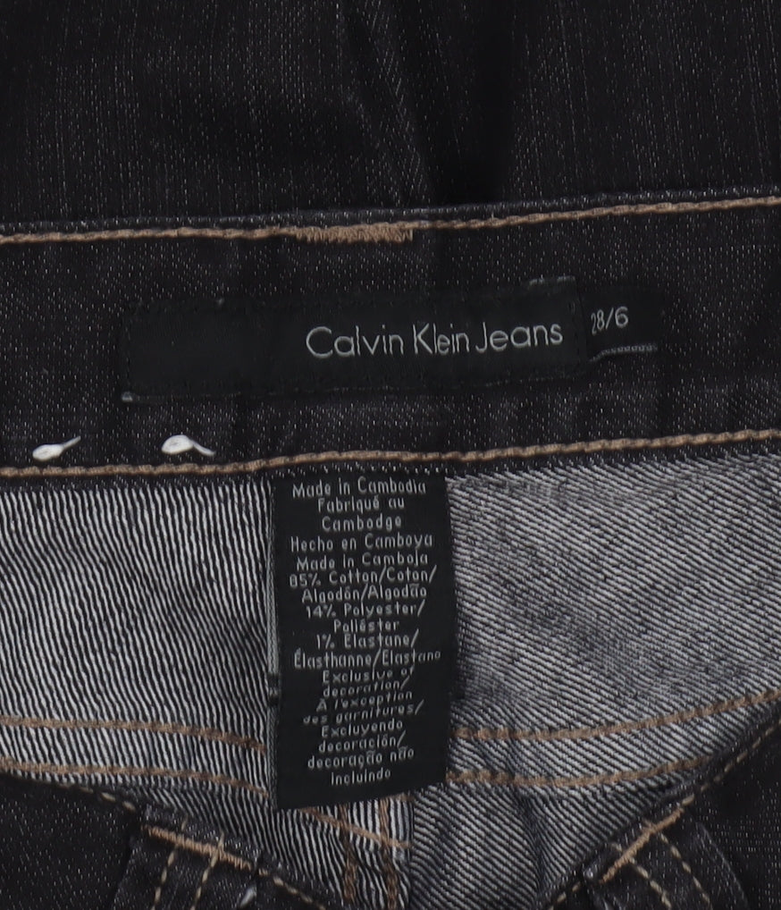 Calvin Klein Womens Black Straight Leg Jeans Size 6 Slim Fit Denim