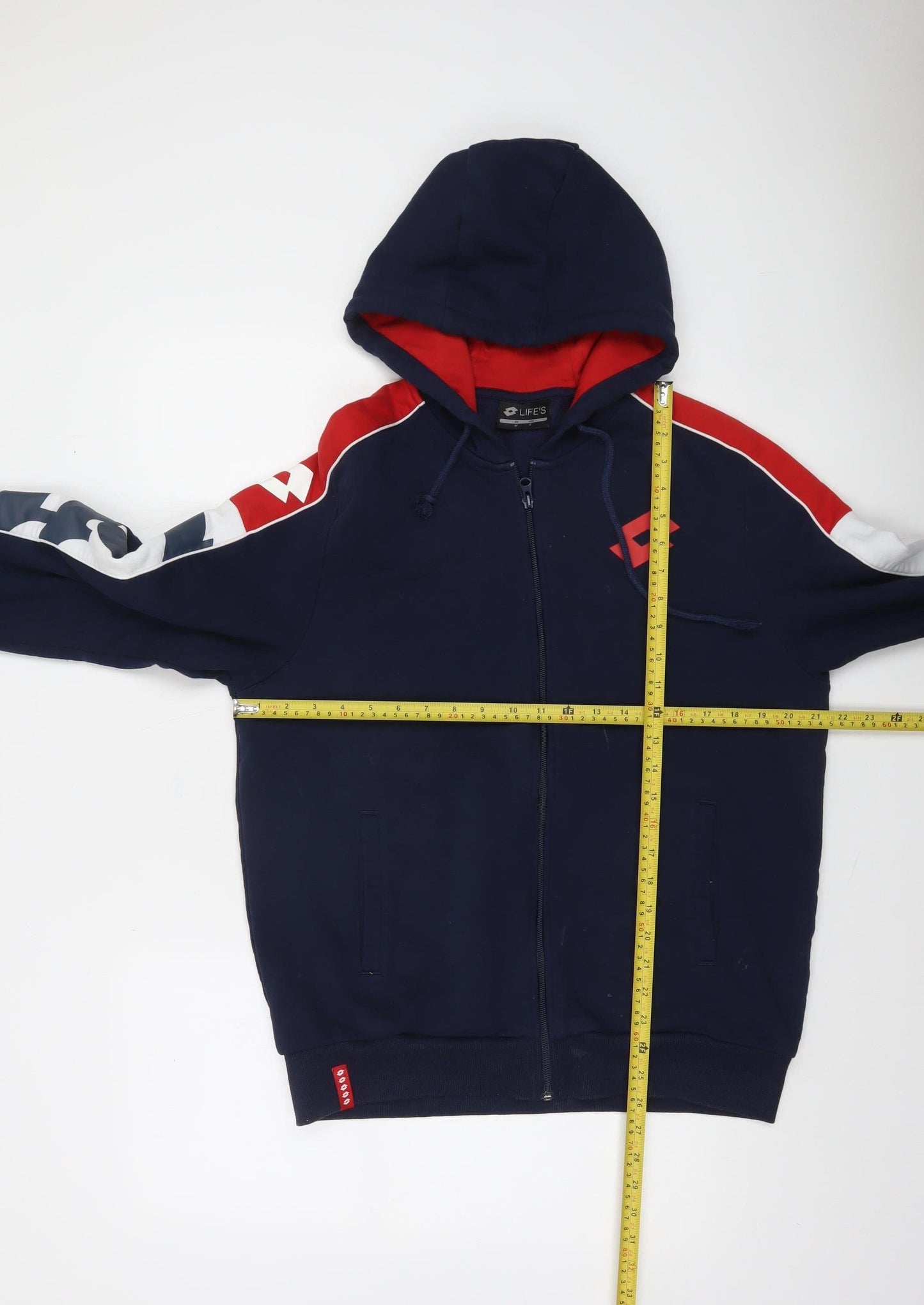 Lotto Men’s Blue Red White Full Zip Sports Hoodie Size M