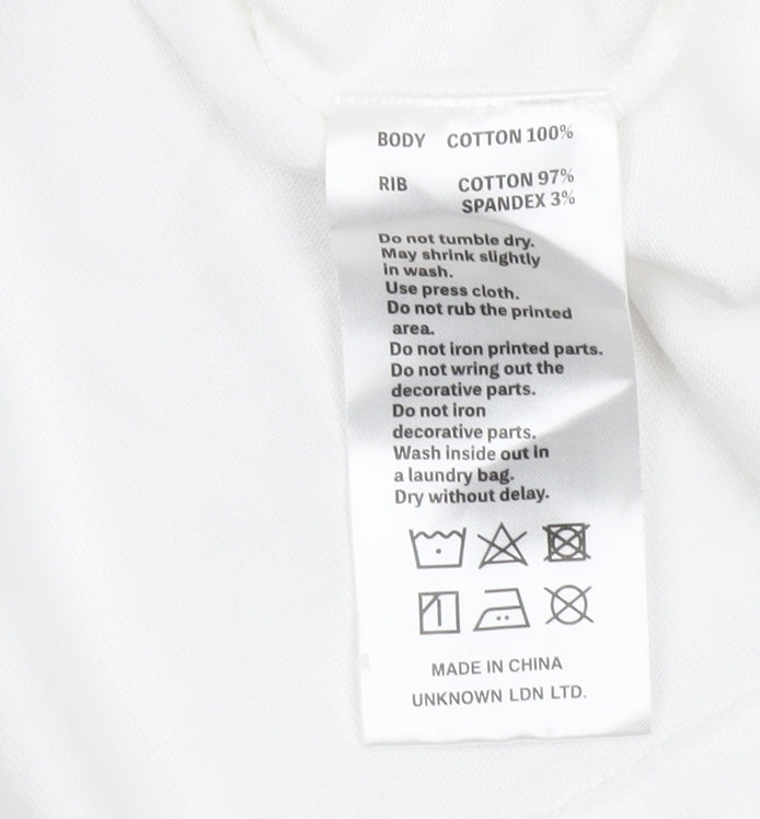 Unknown LDN Women White XS Pullover Sweatshirt Rhinestone Logo