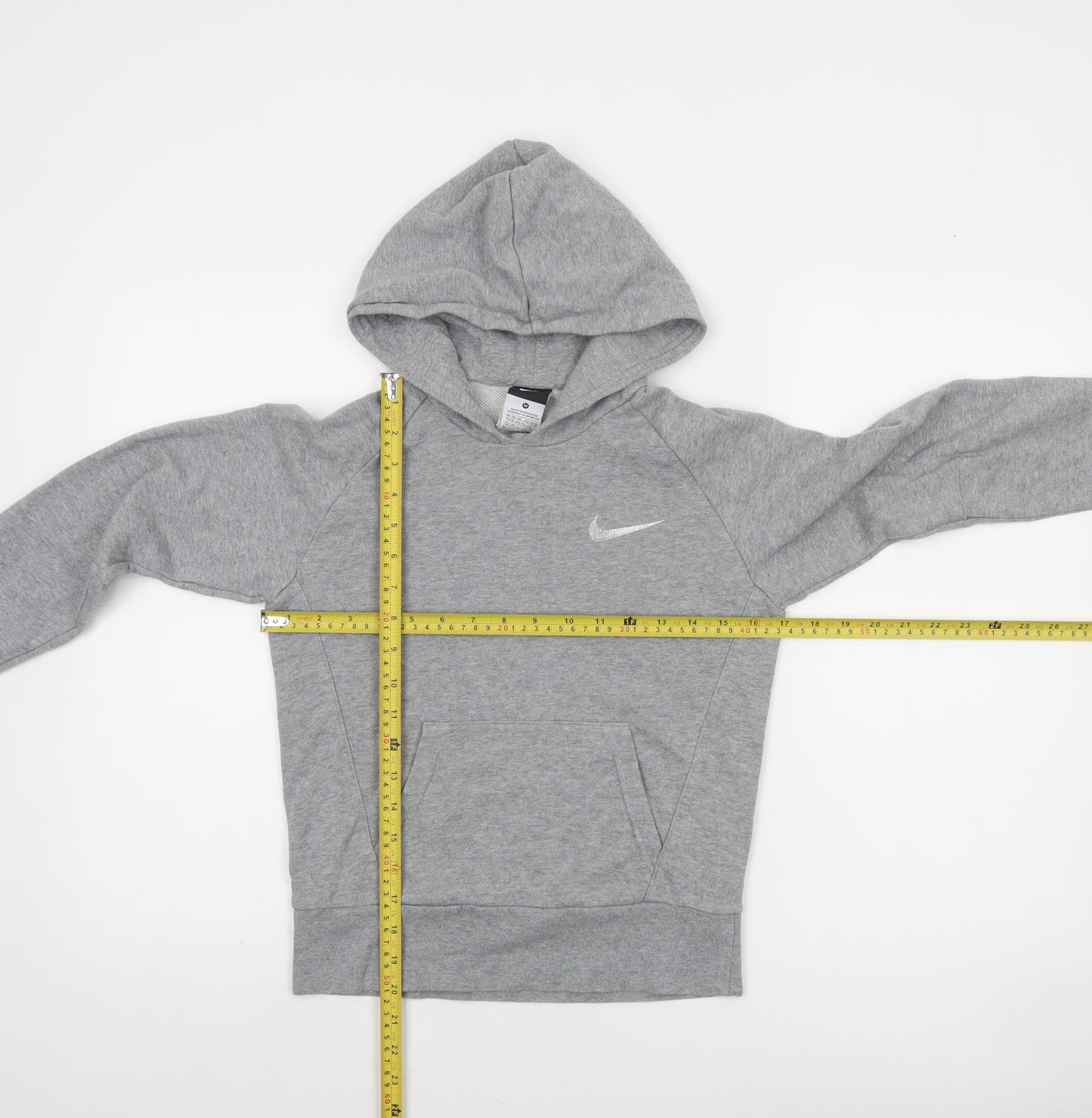Nike Boys Grey Pullover Hoodie 10-12 Years Cotton Blend Fleece