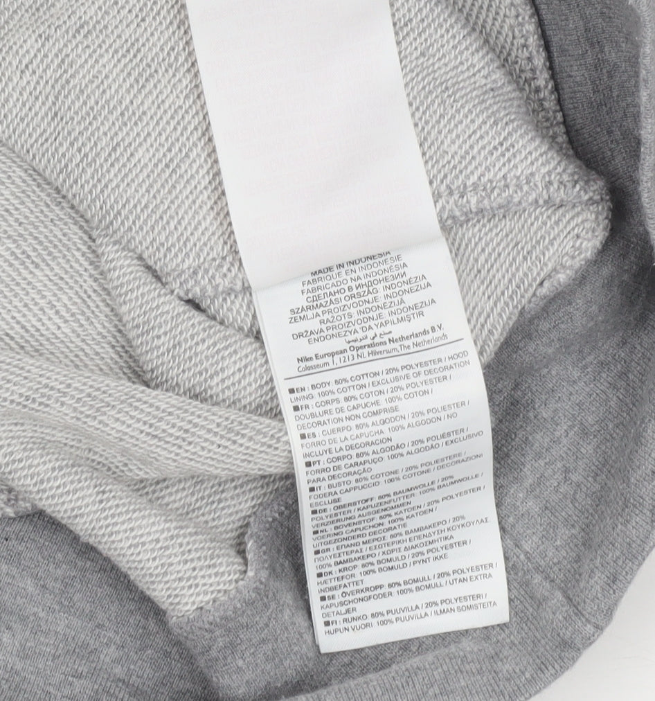 Nike Boys Grey Pullover Hoodie 10-12 Years Cotton Blend Fleece
