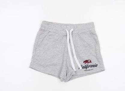 Reflex Womens Grey Sweat Shorts S Casual California Embroidered Activewear