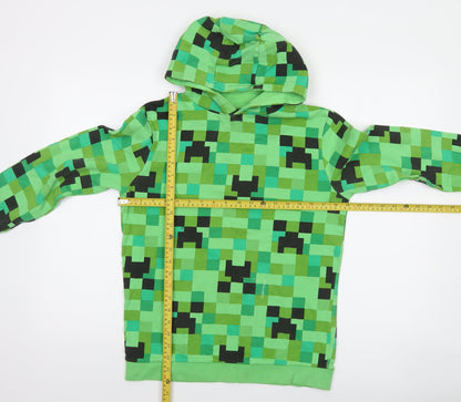 Jinx Boys Green Minecraft Creeper Pullover Hoodie 13-14 Years 100% Cotton