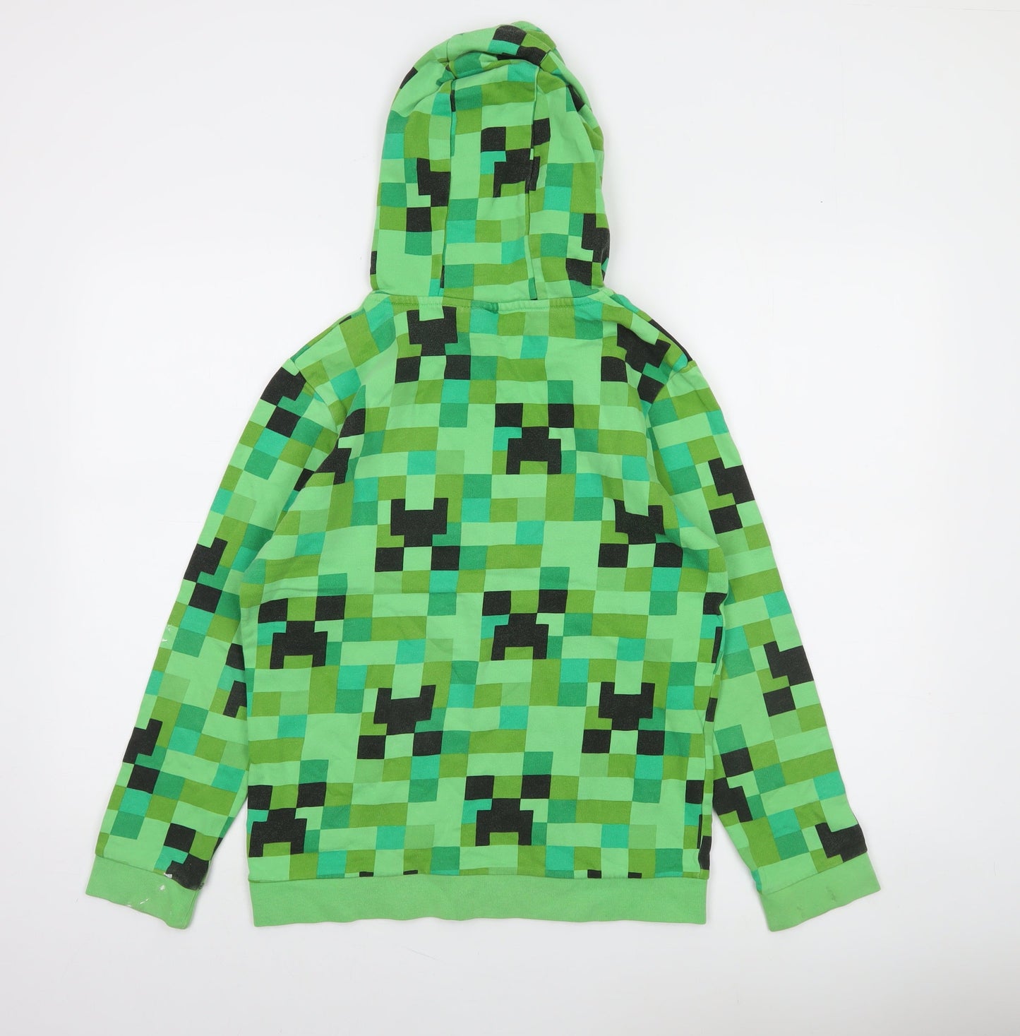 Jinx Boys Green Minecraft Creeper Pullover Hoodie 13-14 Years 100% Cotton