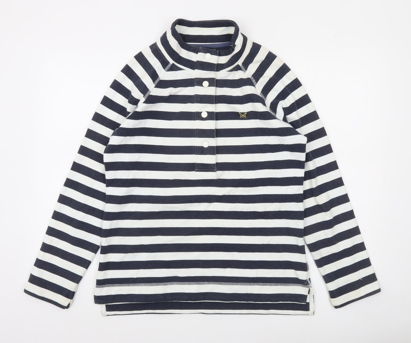 Crew Clothing Company Women's Navy Stripe Henley Sweatshirt Size 10