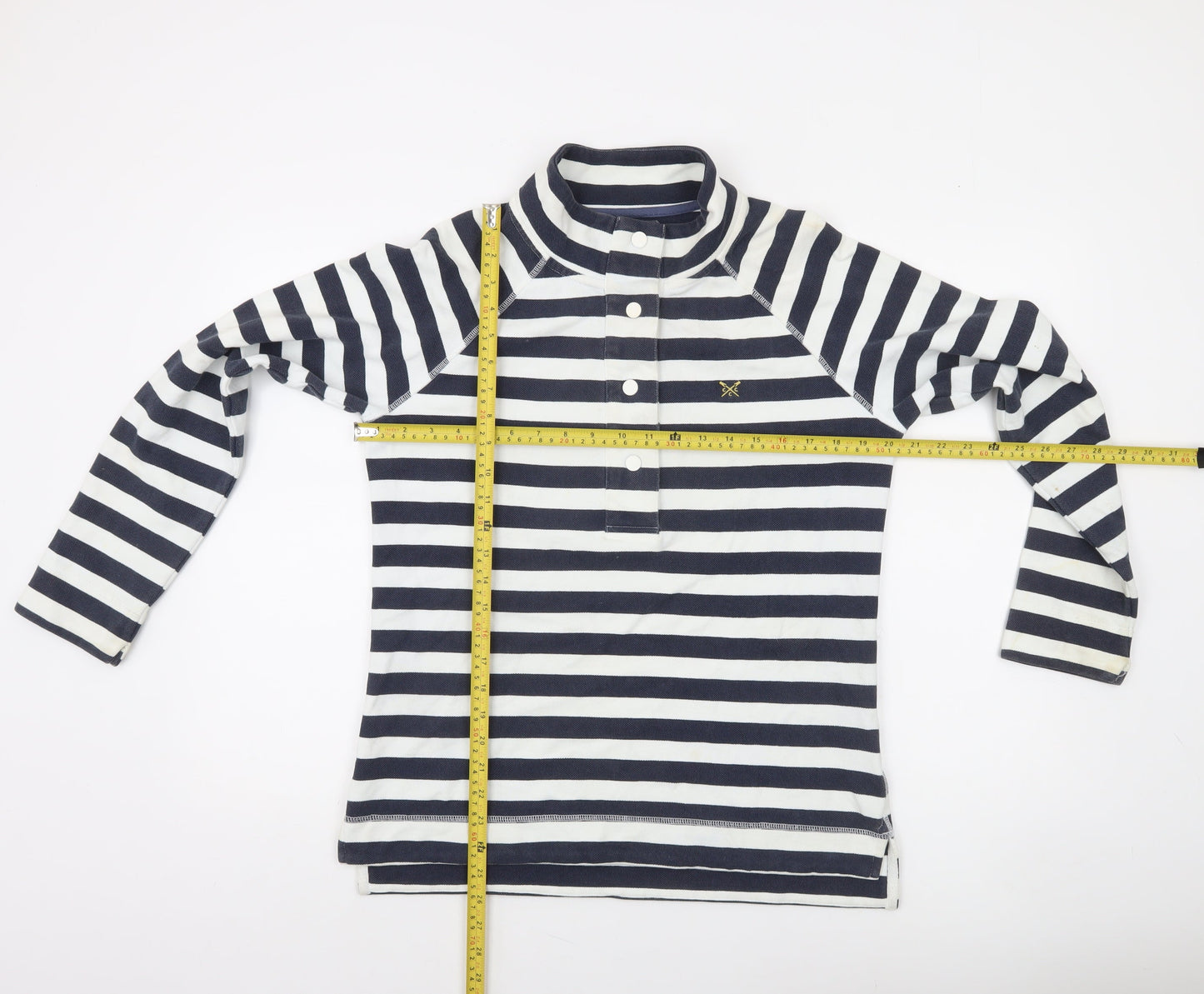 Crew Clothing Company Women's Navy Stripe Henley Sweatshirt Size 10