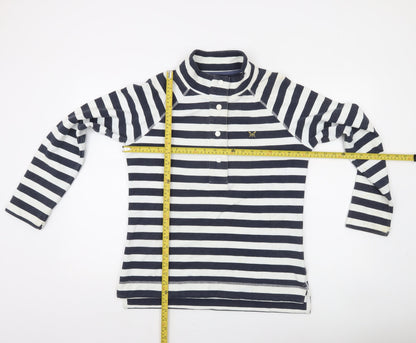 Crew Clothing Company Women's Navy Stripe Henley Sweatshirt Size 10