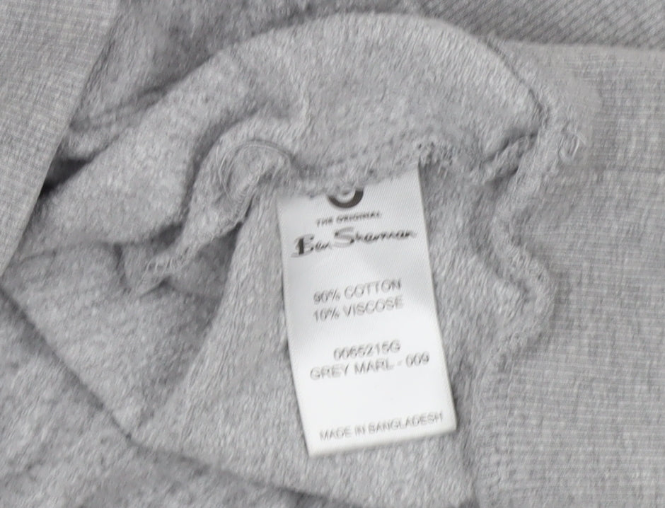 Ben Sherman Men's Grey Colour Block Pullover Hoodie L