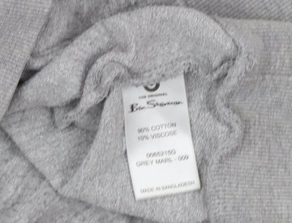 Ben Sherman Men's Grey Colour Block Pullover Hoodie L