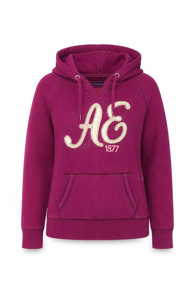 American Eagle Womens Purple Pullover Hoodie XL Graphic Print Casual