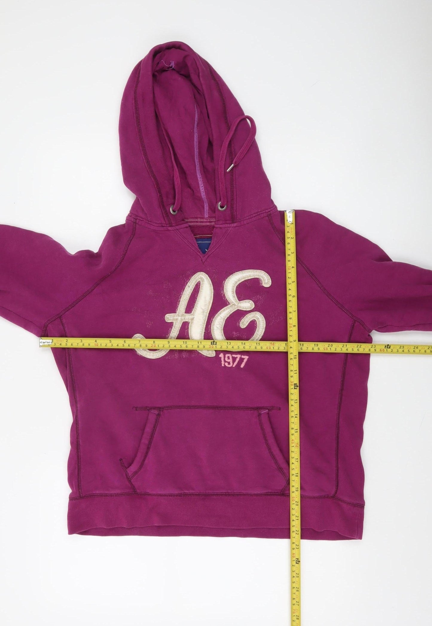 American Eagle Womens Purple Pullover Hoodie XL Graphic Print Casual