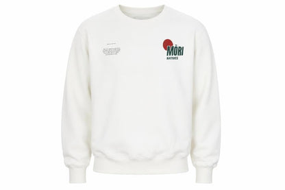 Natives Men White Graphic Logo Crew Neck Sweatshirt Size L