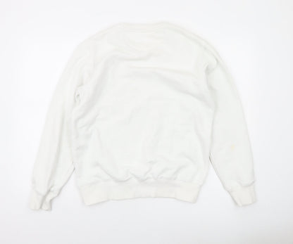 Natives Men White Graphic Logo Crew Neck Sweatshirt Size L