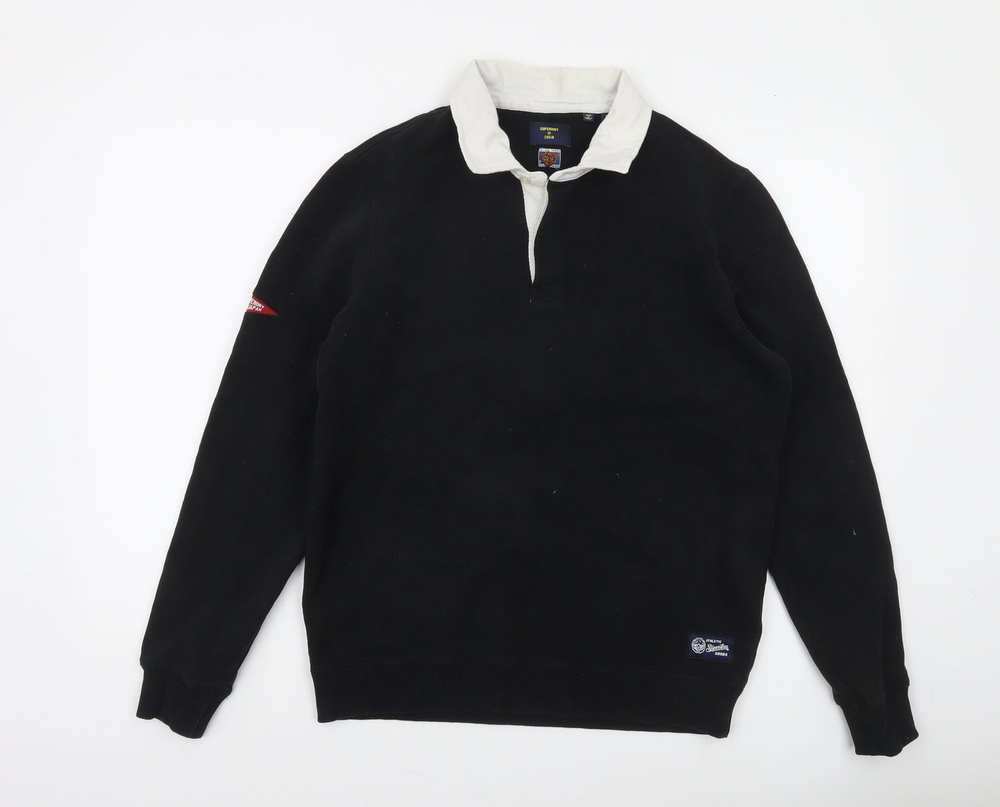 Superdry Men’s Black M Collared Henley Rugby Sweatshirt
