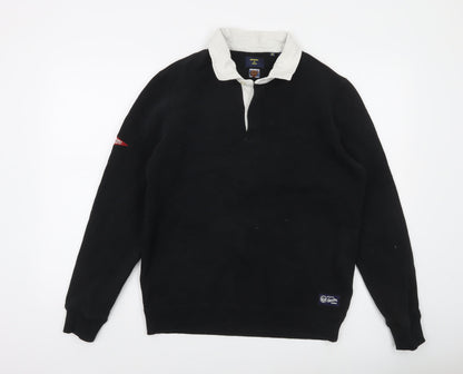 Superdry Men’s Black M Collared Henley Rugby Sweatshirt