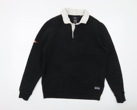 Superdry Men’s Black M Collared Henley Rugby Sweatshirt