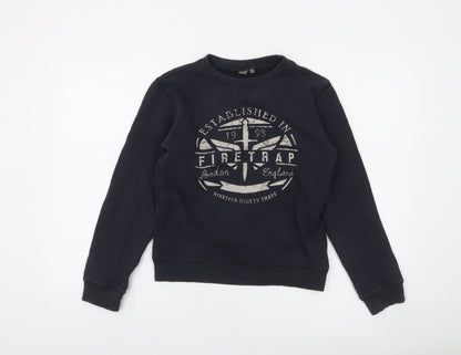 Firetrap Boys Black 11-12 Years Pullover Fleece Sweatshirt