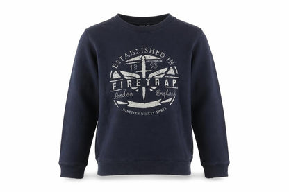 Firetrap Boys Black 11-12 Years Pullover Fleece Sweatshirt