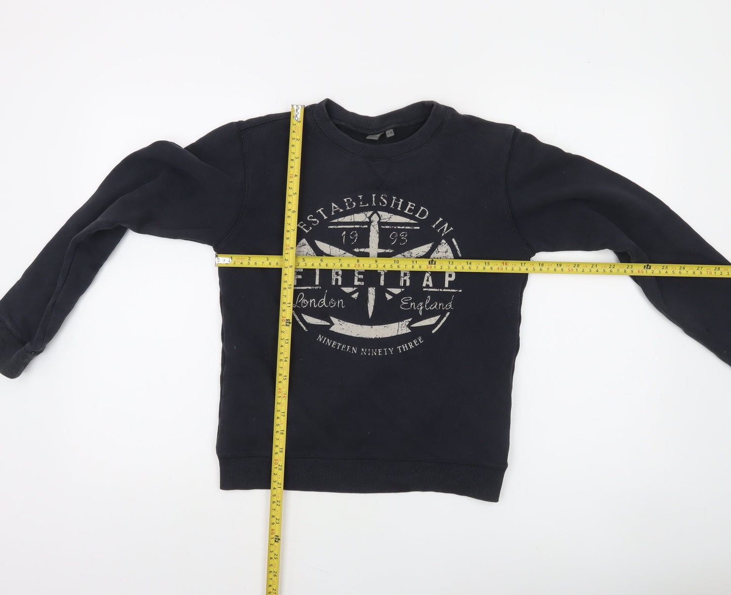 Firetrap Boys Black 11-12 Years Pullover Fleece Sweatshirt