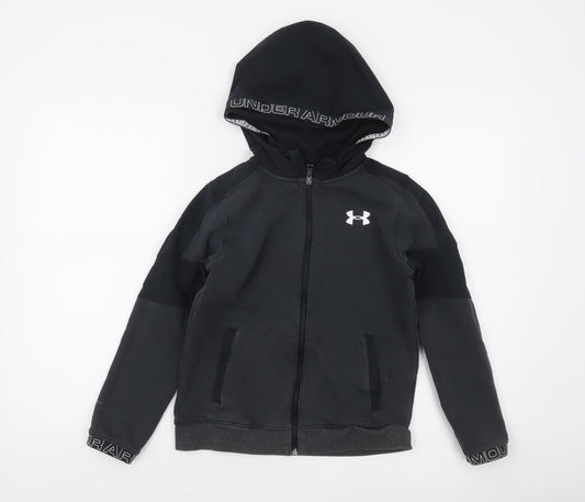 Under Armour Boys Black Full Zip Hoodie Size M ColdGear Lightweight