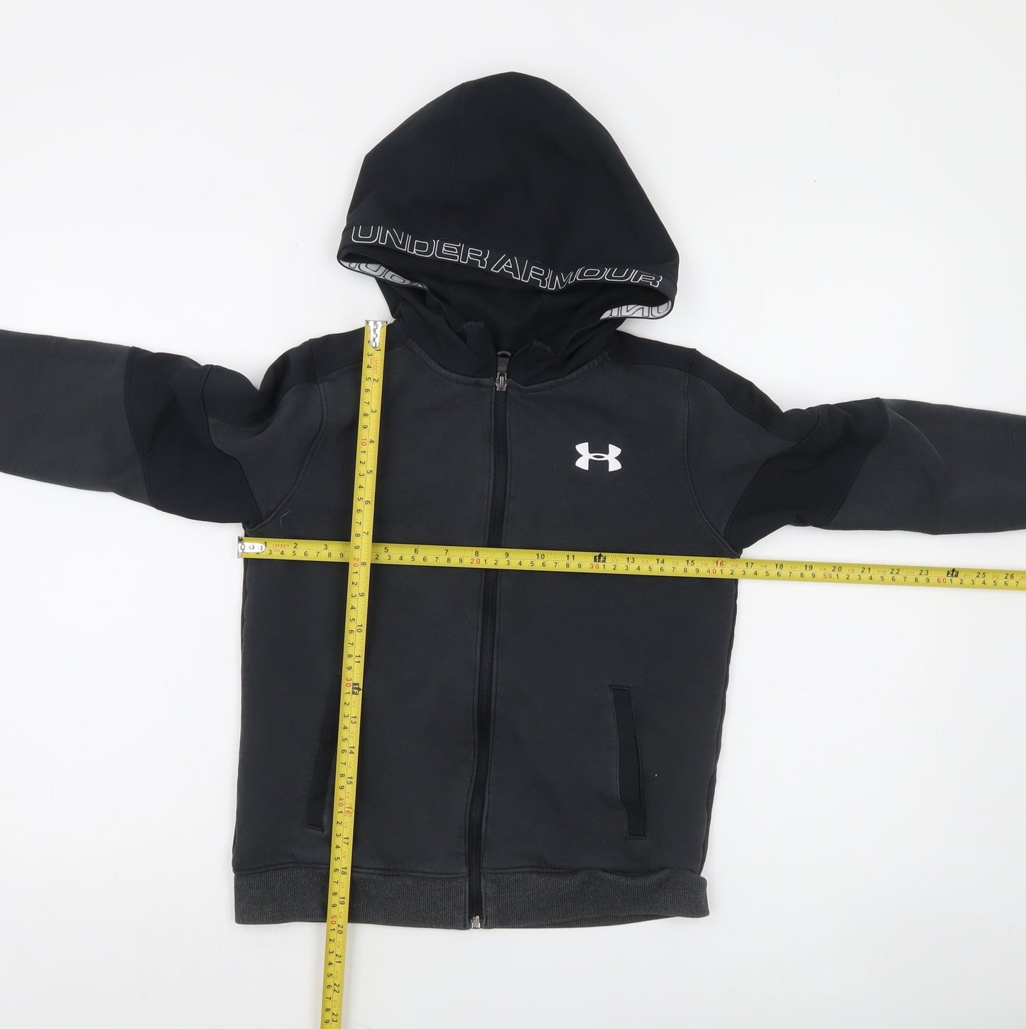 Under Armour Boys Black Full Zip Hoodie Size M ColdGear Lightweight