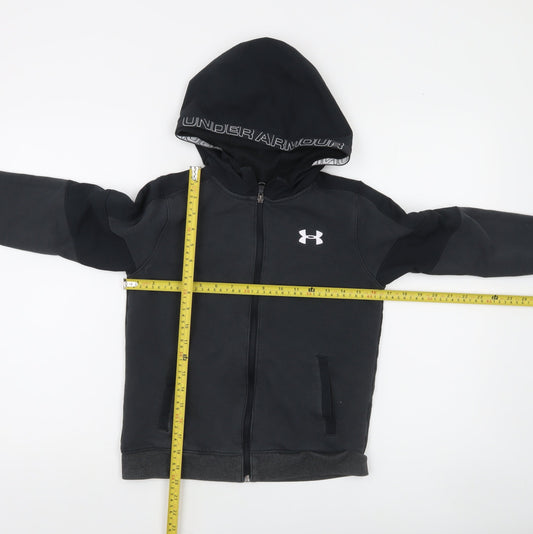 Under Armour Boys Black Full Zip Hoodie Size M ColdGear Lightweight