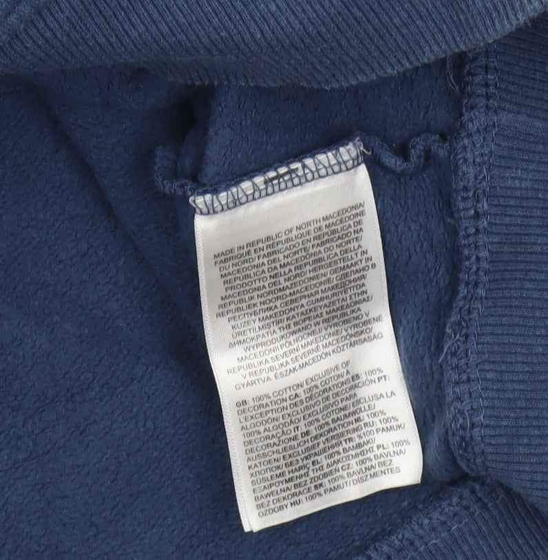 The North Face Men Blue Pullover Hoodie L Cotton Fleece Regular Fit