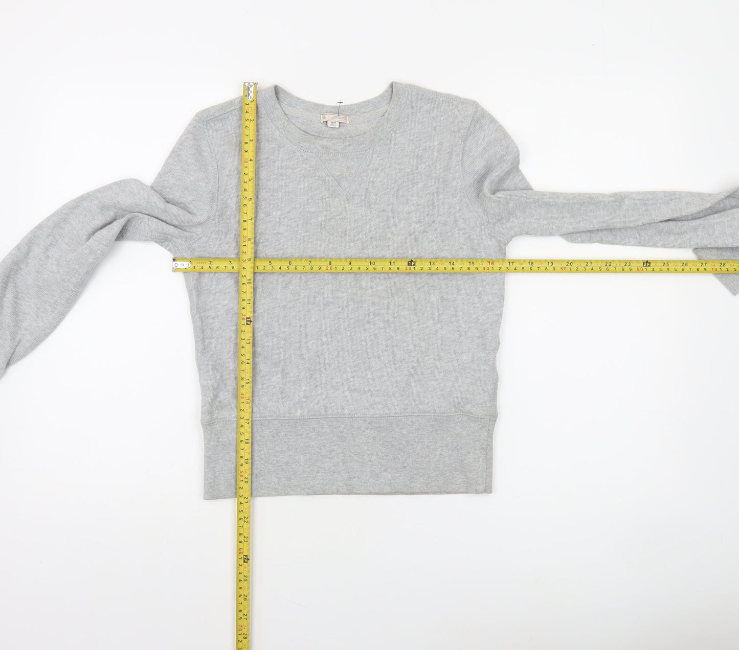 Gap Women Grey Cotton Crew Neck Pullover Sweatshirt XS