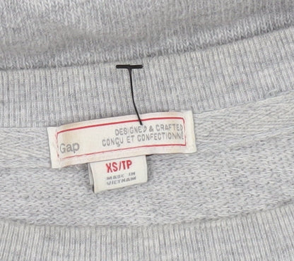 Gap Women Grey Cotton Crew Neck Pullover Sweatshirt XS